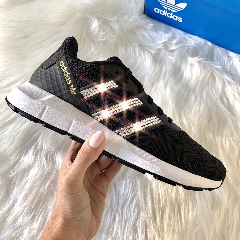 Swarovski adidas Swift Run Black Custom Shoes